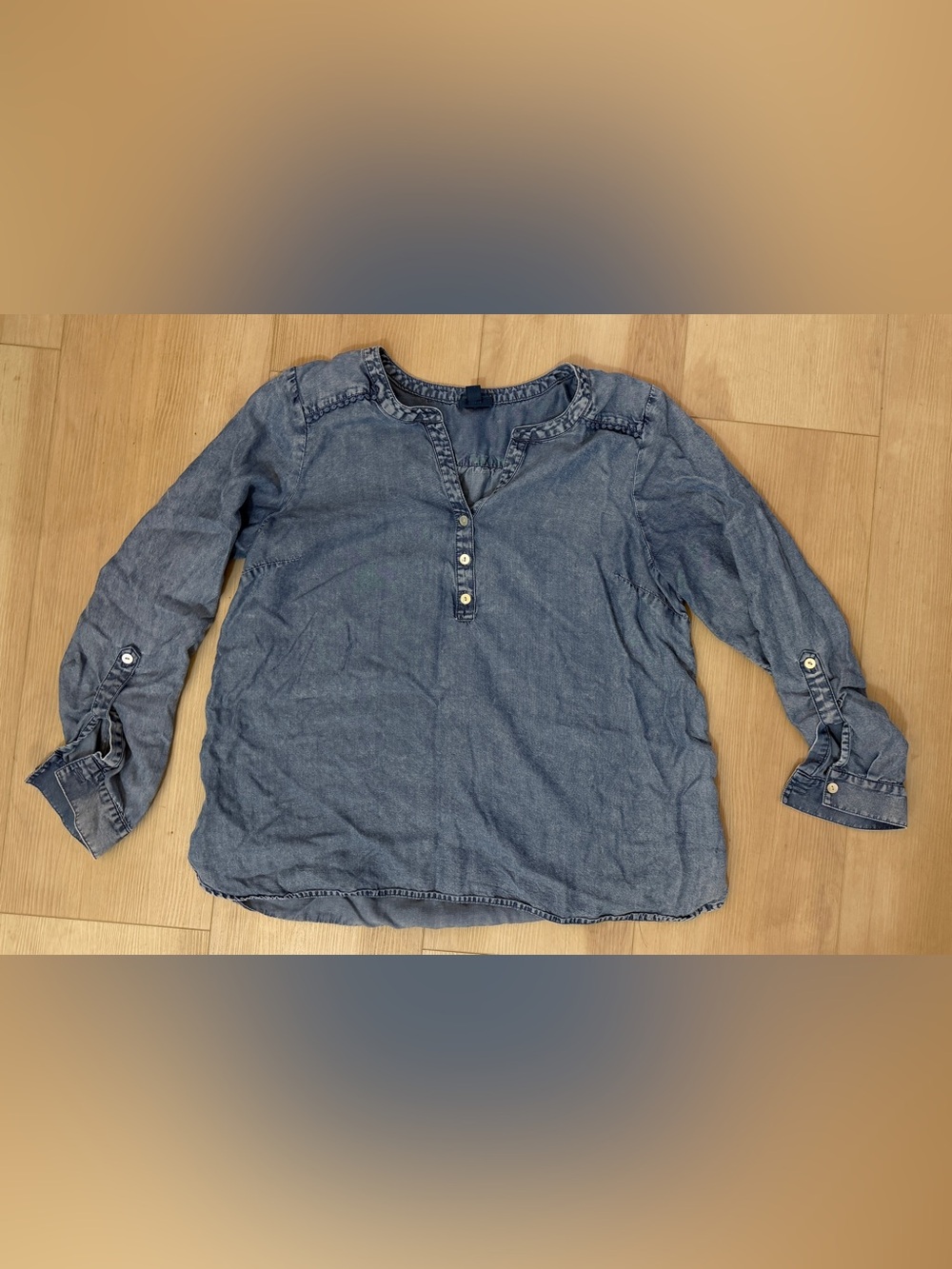 J. Jill Blue Denim Button-Front Casual Shirt